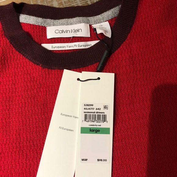 Calvin Klein European Yarn Sweater Red - Picture 4 of 9